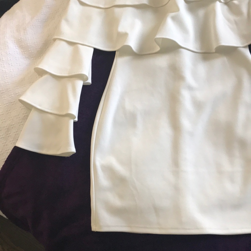 White Ruffle Bodycon Dress - Picture 5 of 7